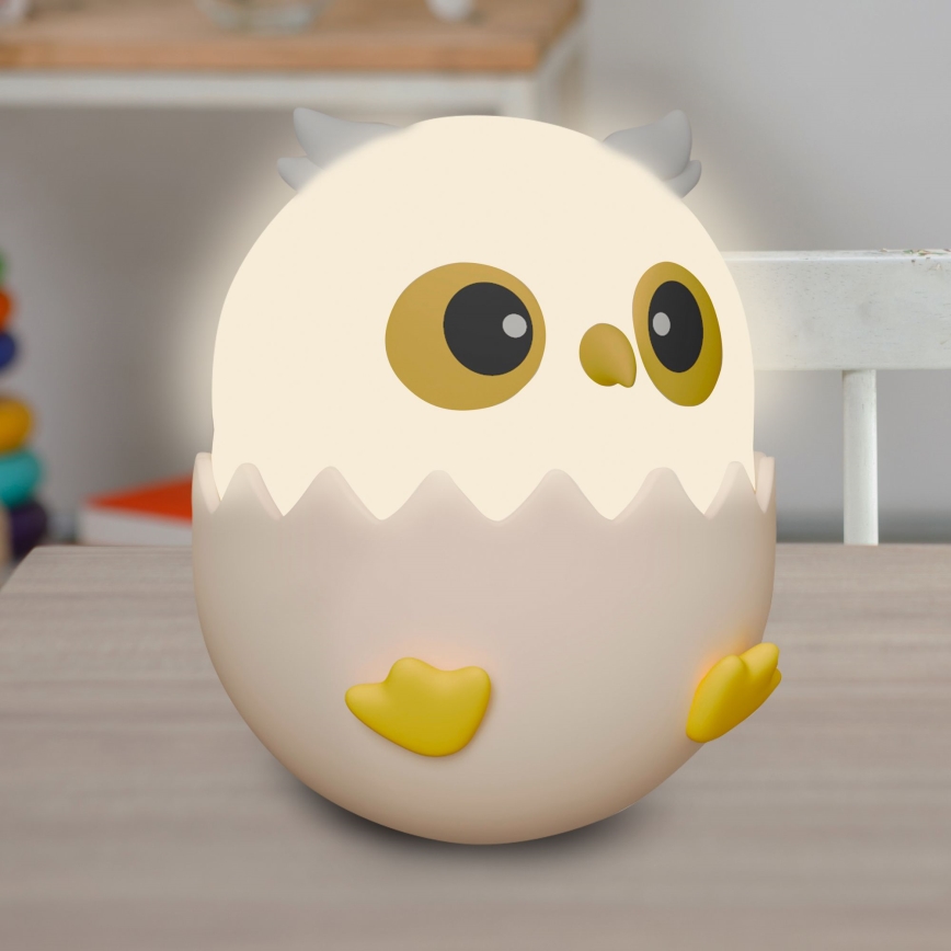 LED RGBW Hämardatav laste puutetundlik lamp OWL LED/1W/5V USB 1200 mAh öökull roosa