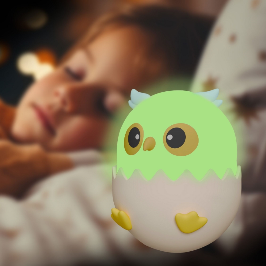LED RGBW Hämardatav laste puutetundlik lamp OWL LED/1W/5V USB 1200 mAh öökull sinine