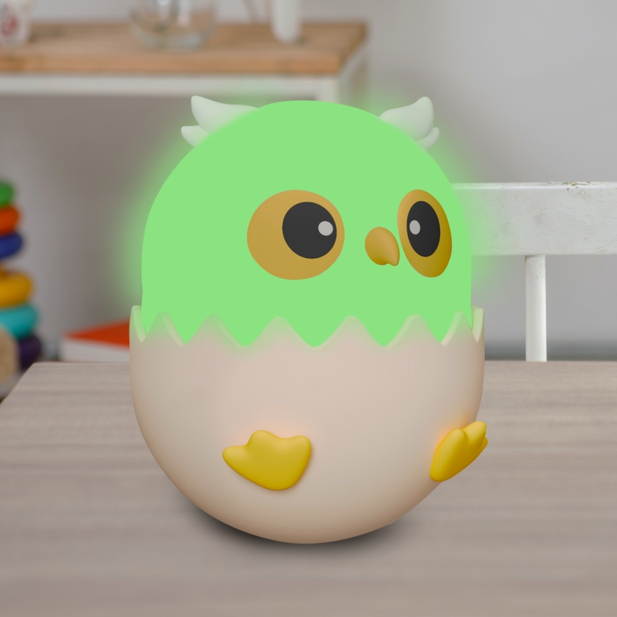 LED RGBW Hämardatav laste puutetundlik lamp OWL LED/1W/5V USB 1200 mAh öökull sinine
