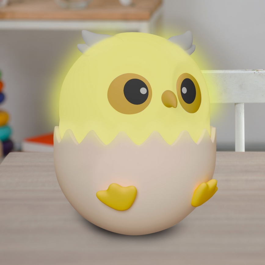 LED RGBW Hämardatav laste puutetundlik lamp OWL LED/1W/5V USB 1200 mAh öökull sinine