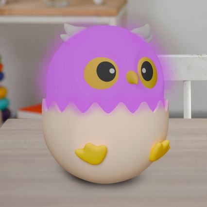LED RGBW Hämardatav laste puutetundlik lamp OWL LED/1W/5V USB 1200 mAh öökull sinine