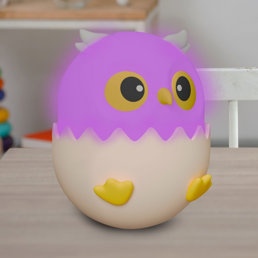 LED RGBW Hämardatav laste puutetundlik lamp OWL LED/1W/5V USB 1200 mAh öökull sinine