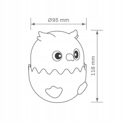 LED RGBW Hämardatav laste puutetundlik lamp OWL LED/1W/5V USB 1200 mAh öökull sinine