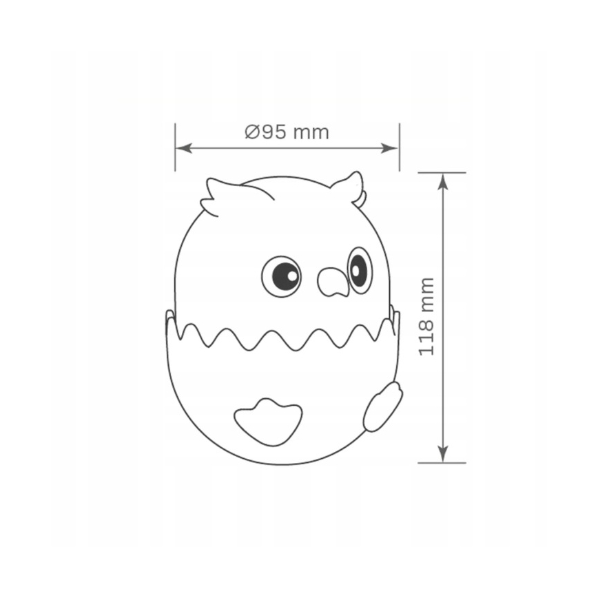 LED RGBW Hämardatav laste puutetundlik lamp OWL LED/1W/5V USB 1200 mAh öökull sinine