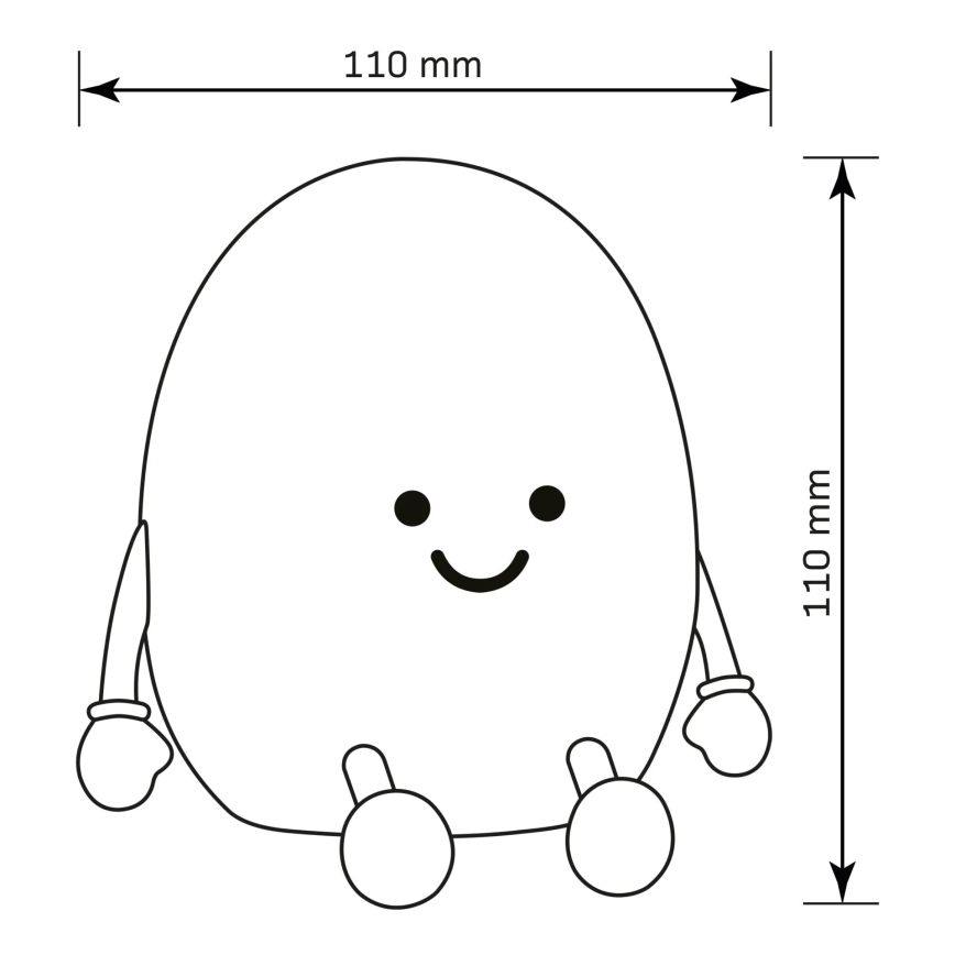 LED RGBW Hämardatav laste puutetundlik lamp POTATO LED/2W/5V USB 1200 mAh kartul