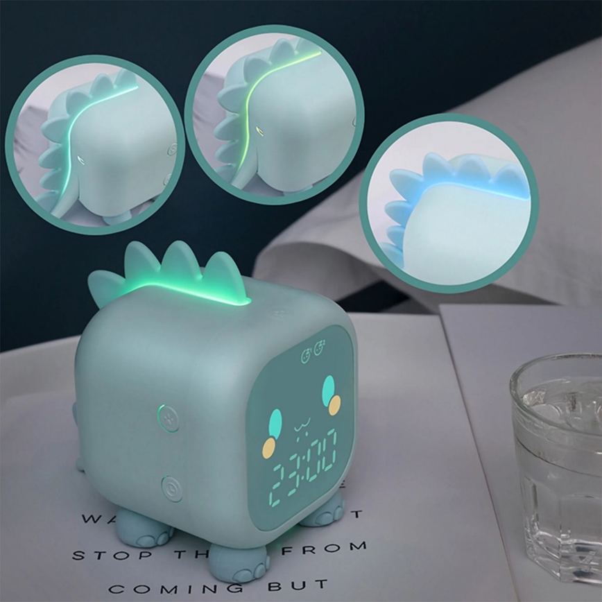 LED RGBW Hämardatav laste väike öölamp koos äratuskellaga FILIP LED/1,5W/5V 1500 mAh