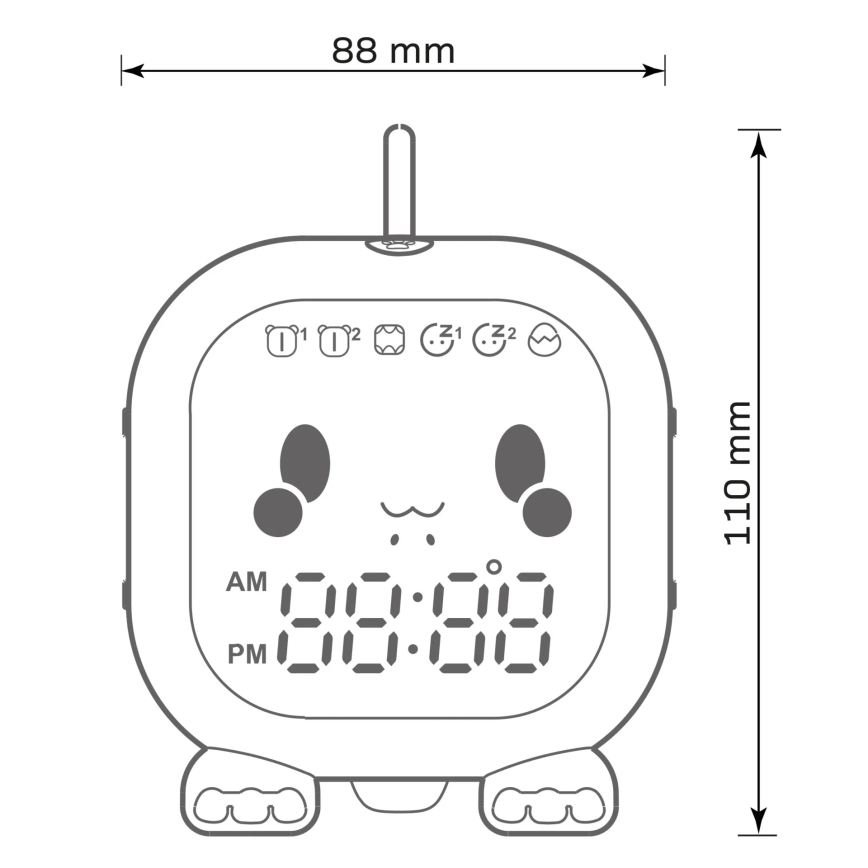 LED RGBW Hämardatav laste väike öölamp koos äratuskellaga FILIP LED/1,5W/5V 1500 mAh