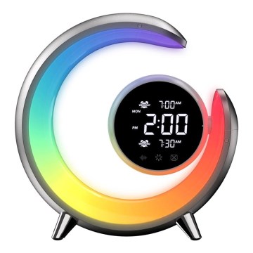 LED RGBW Hämardatav laualamp äratuskellaga LED/20W/5V USB hõbedane