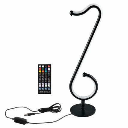 LED RGBW Hämardatav laualamp NUTKA LED/15W/5V must + kaugjuhtimispult