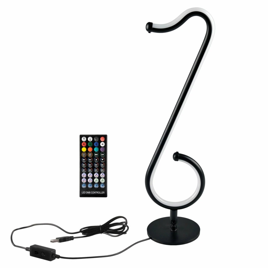 LED RGBW Hämardatav laualamp NUTKA LED/15W/5V must + kaugjuhtimispult