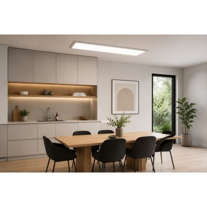 LED RGBW hämardatav pinnapealne LED-paneel/13,5W/230V 3000-6500K 29,5x59,5 cm hõbedane + kaugjuhtimispult