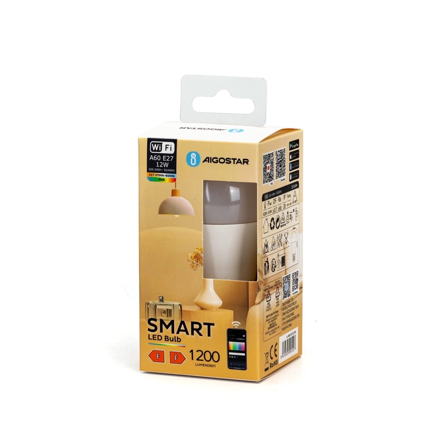 LED RGBW Hämardatav pirn A60 E27/12W/230V 2700-6500K Wi-Fi - Aigostar