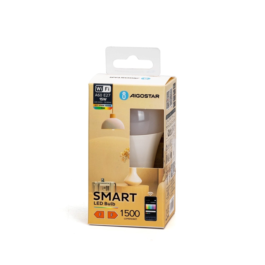 LED RGBW Hämardatav pirn A60 E27/15W/230V 2700-6500K Wi-Fi - Aigostar