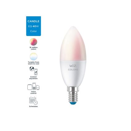 LED RGBW Hämardatav pirn C37 E14/4,9W/230V 2200-6500K CRI 90 Wi-Fi -WiZ