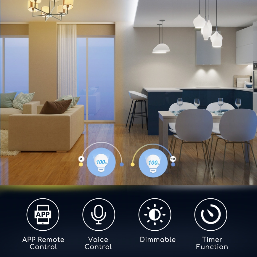 LED RGBW Hämardatav pirn C37 E27/5W/230V 3000-6500K Wi-Fi - Aigostar