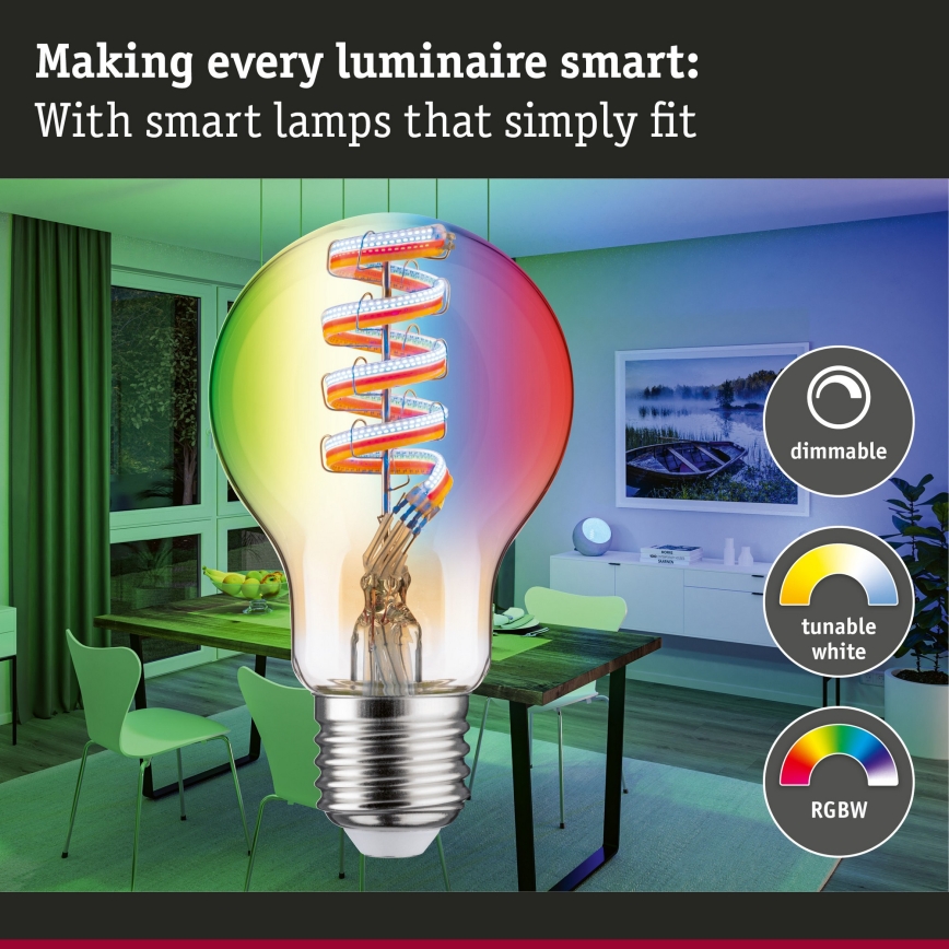 LED RGBW Hämardatav pirn FILAMENT E27/6,3W/230V 2200-6500K - Paulmann 29156