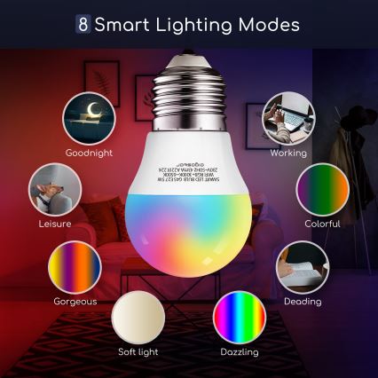 LED RGBW Hämardatav pirn G45 E27/5W/230V 3000-6500K Wi-Fi - Aigostar