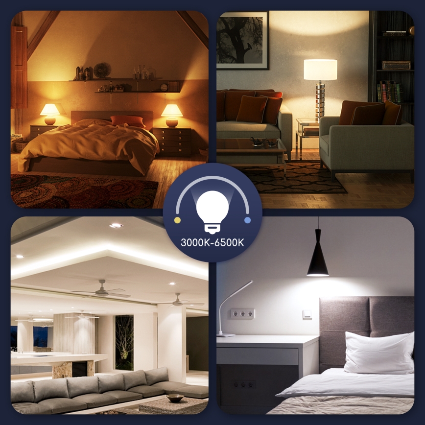 LED RGBW Hämardatav pirn G45 E27/5W/230V 3000-6500K Wi-Fi - Aigostar