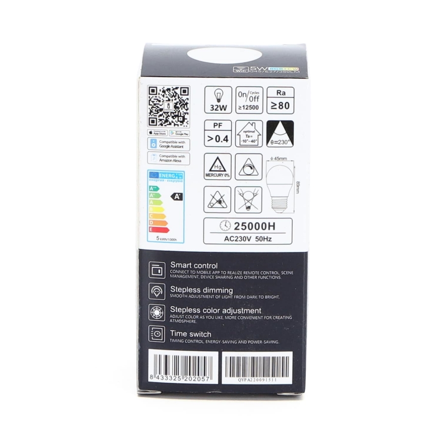 LED RGBW Hämardatav pirn G45 E27/5W/230V 3000-6500K Wi-Fi - Aigostar