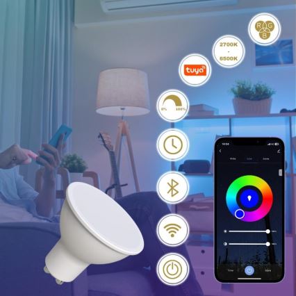 LED RGBW Hämardatav pirn GU10/4,5W/230V 2700-6500K Wi-Fi Tuya