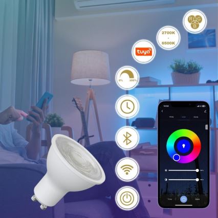 LED RGBW Hämardatav pirn GU10/4,5W/230V 2700-6500K Wi-Fi Tuya