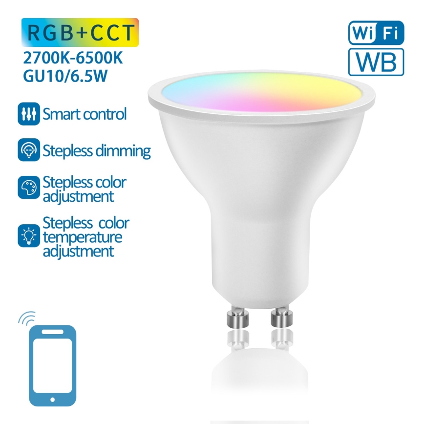 LED RGBW Hämardatav pirn GU10/6,5W/230V 2700-6500K Wi-Fi - Aigostar