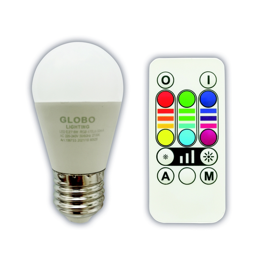 LED RGBW Hämardatav pirn E27/6W/230V 3000K + kaugjuhtimispult - Globo