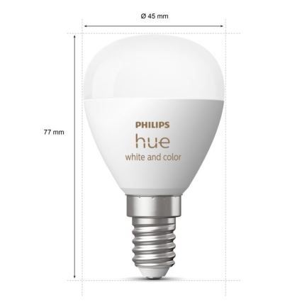 LED RGBW Hämardatav pirn Philips Hue White And Color Ambiance P45 E14/5,1W/230V 2000-6500K