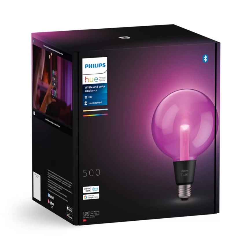 LED RGBW Hämardatav pirn Philips Hue White And Color Ambiance G125 E27/6,8W/230V 2000-6500K