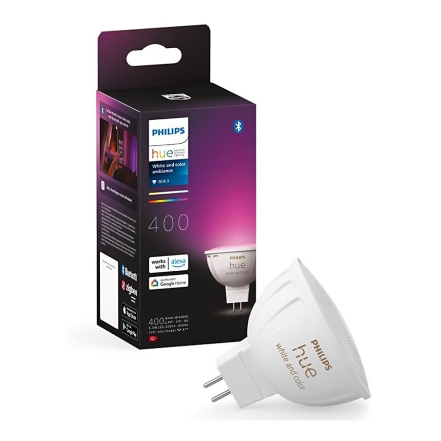 LED RGBW Hämardatav pirn Philips Hue White And Color Ambiance GU5,3/MR16/6,3W/12V 2000-6500K