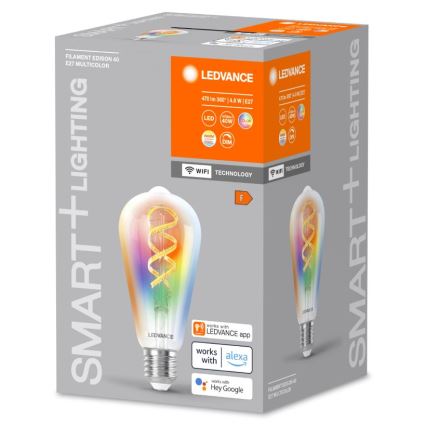 LED RGBW Hämardatav pirn SMART+ FILAMENT EDISON ST64 E27/4,8W/230V 2700-6500K Wi-Fi - Ledvance