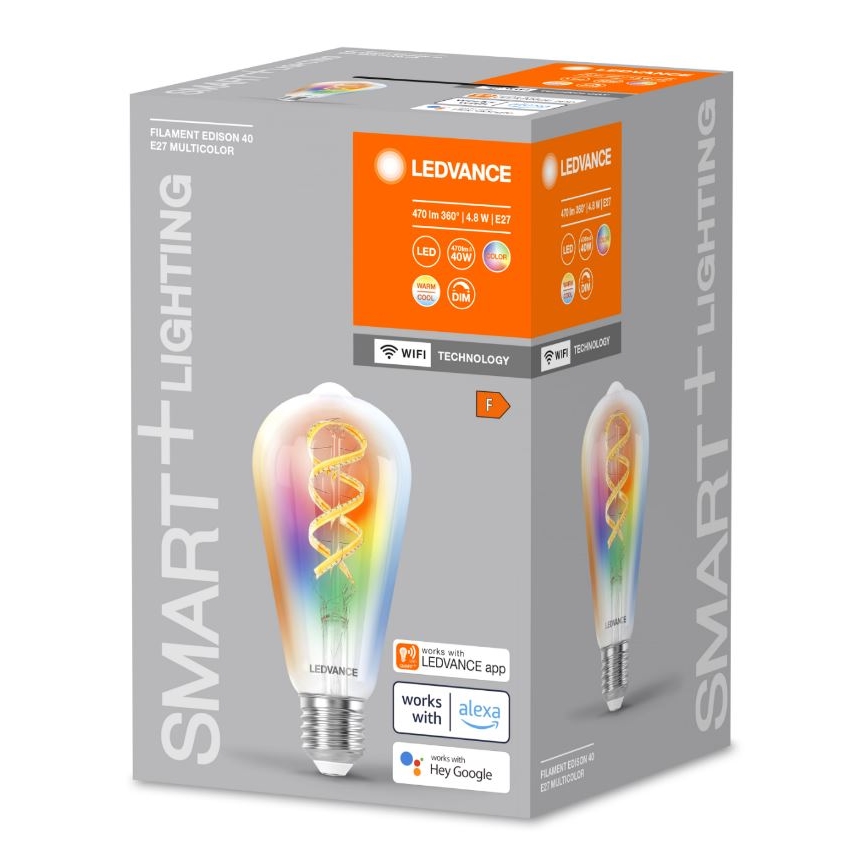 LED RGBW Hämardatav pirn SMART+ FILAMENT EDISON ST64 E27/4,8W/230V 2700-6500K Wi-Fi - Ledvance