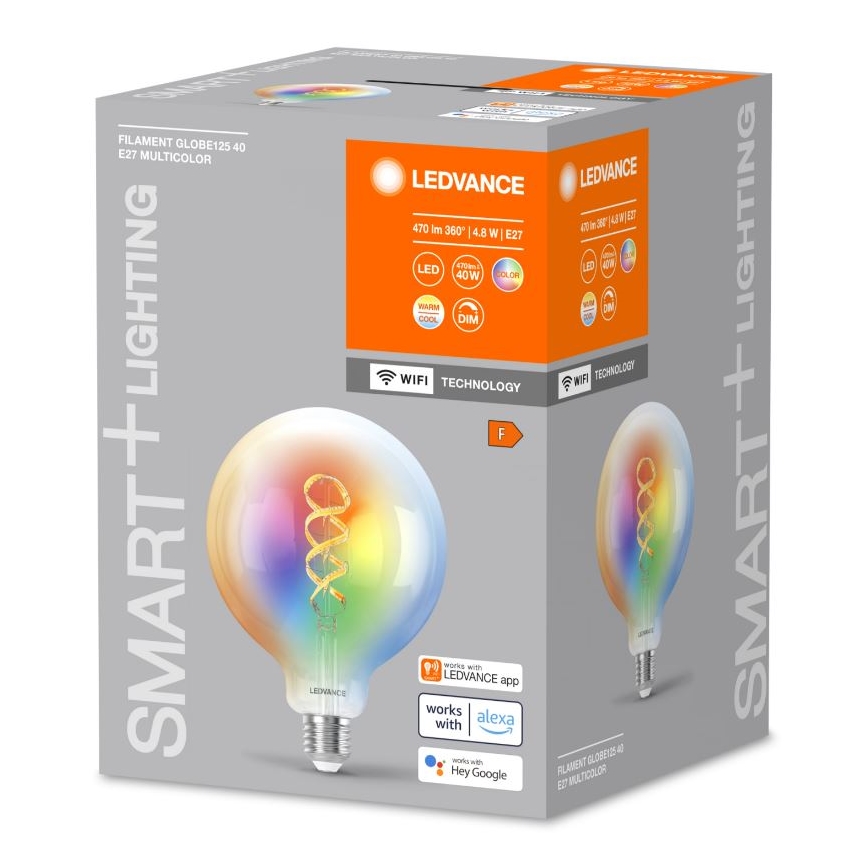 LED RGBW Hämardatav pirn SMART+ FILAMENT E27/4,8W/230V 2700-6500K Wi-Fi - Ledvance
