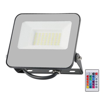 LED RGBW Hämardatav prožektor LED/30W/230V IP65 hall + kaugjuhtimispult