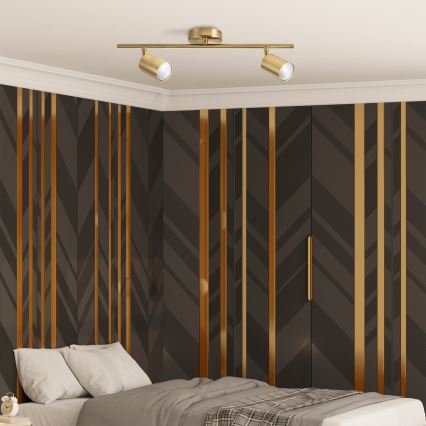 LED RGBW hämardatav kohtvalgusti GOLDI 2xGU10/6W/230V 3000K kuldne + kaugjuhtimispult