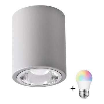 LED RGBW hämardatav punktvalgusti JUPITER 1xE27/6,5W/230V 2700-6500K Wi-Fi läbimõõt 9,8 cm hall