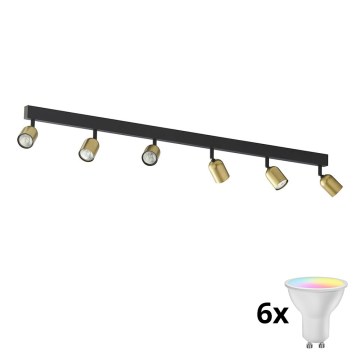 LED RGBW hämardatav punktvalgusti TOP 6xGU10/6,5W/230V 2700-6500K kuldne/must