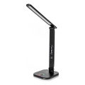 LED RGBW Hämardatav puutetundlik laualamp juhtmevaba laadimisega, LCD ekraan ja USB pesa MAGNUS LED/6W/5V 3000-6500K must