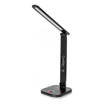 LED RGBW Hämardatav puutetundlik laualamp juhtmevaba laadimisega, LCD ekraan ja USB pesa MAGNUS LED/6W/5V 3000-6500K must