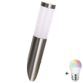 LED RGBW hämardatav seinale paigaldatav välisvalgusti LIVIA 1xE27/6,5W/230V 2700-6500K Wi-Fi IP44 hõbedane