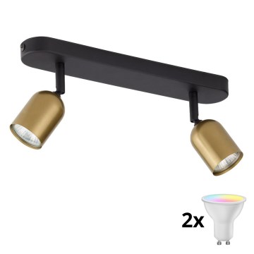 LED RGBW hämardatav spot-valgusti TOP 2xGU10/6,5W/230V 2700-6500K kuldne/must