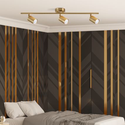 LED RGBW hämardatav spottvalgusti GOLDIE 3xGU10/4,8W/230V 3000K kuldne + kaugjuhtimispult