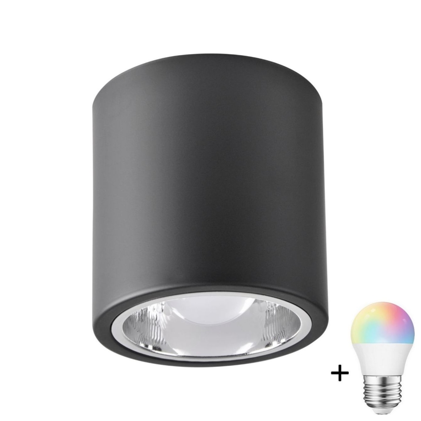 LED RGBW hämardatav suunavalgusti JUPITER 1xE27/6,5W/230V 2700-6500K Wi-Fi läb. 13 cm must
