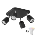 LED RGBW hämardatav suunavalgusti TOP 4xGU10/6,5W/230V 2700-6500K must