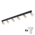 LED RGBW hämardatav suunavalgusti TOP 6xGU10/6,5W/230V 2700-6500K must/kuldne