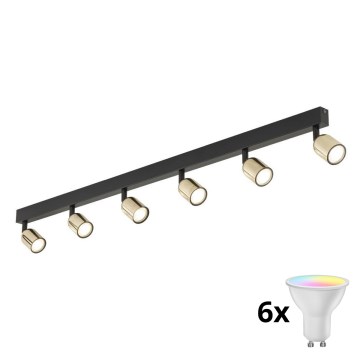 LED RGBW hämardatav suunavalgusti TOP 6xGU10/6,5W/230V 2700-6500K must/kuldne