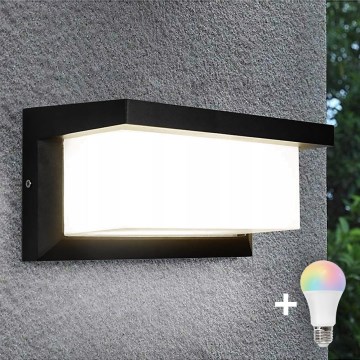 LED RGBW hämardatav välisseinale paigaldatav seinavalgusti NEELY 1xE27/9W/230V 2700-6500K IP54 Wi-Fi must