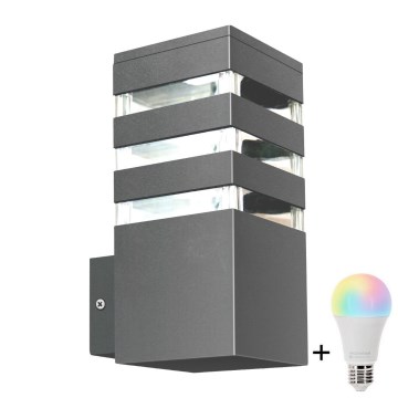 LED RGBW hämardatav välisseinavalgusti TEKSAS 1xE27/9W/230V 2700-6500K Wi-Fi IP44 antratsiit