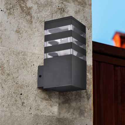 LED RGBW hämardatav välisseinavalgusti TEKSAS 1xE27/9W/230V 2700-6500K Wi-Fi IP44 antratsiit