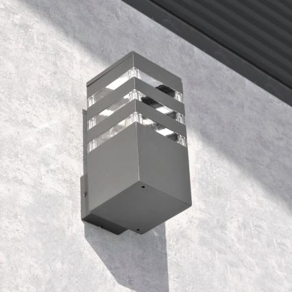 LED RGBW hämardatav välisseinavalgusti TEKSAS 1xE27/9W/230V 2700-6500K Wi-Fi IP44 antratsiit